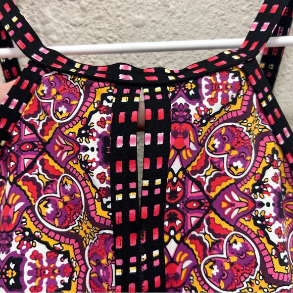 Lands' End High Neck Pink Colorful Printed One Piece Swimsuit Size 2 - Picture 6 of 8